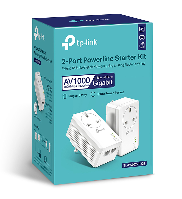 TP-Link TL-PA7027P KIT AV1000 2Port GB Powerline Starter Kit